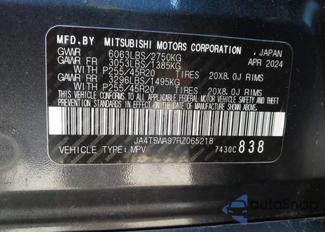 2024 Mitsubishi Outlander Phev Sel Black Edition/Sel Platinum Edition/Sel S-Awc z USA, uszkodzony, nr VIN JA4T5WA97RZ065218